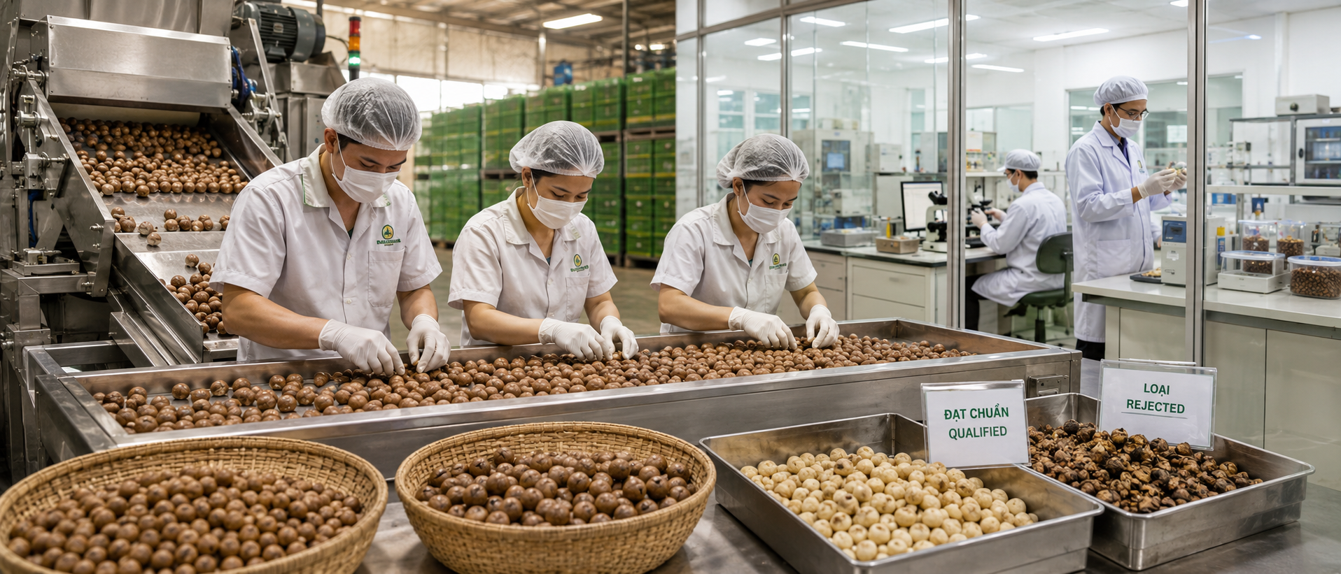 Tuyển chọn và kiểm định hạt macca